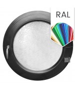 Ventana redonda practicable de PVC color RAL con vidrio texturizado