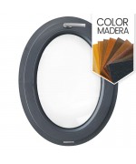 Ventana ovalada oscilante de PVC color imitación madera (vertical)