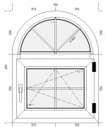 Ventana arco oscilobatiente 700x900mm de PVC blanco