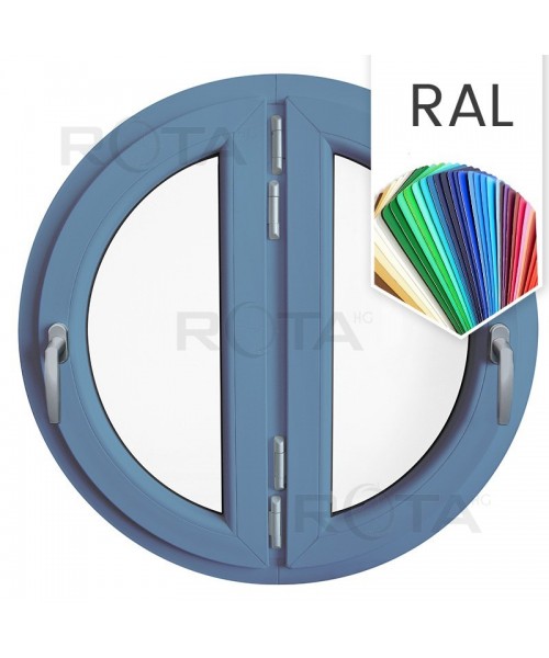 Ventana redonda batiente doble hoja de PVC color RAL
