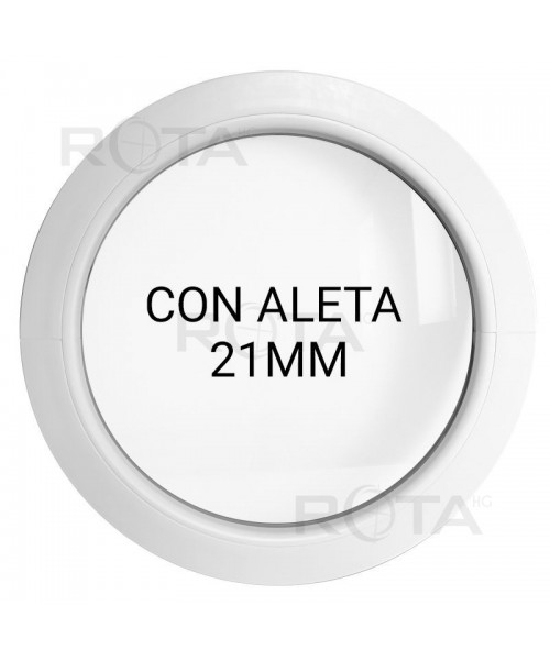 Ventana redonda fija de PVC blanco con aleta 21mm