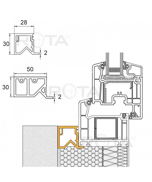 Perfil aislante de acabado PVC para ventana ovalada