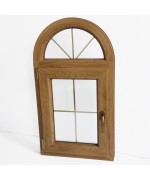 Ventana arco batiente 570x1000mm de PVC color winchester con barrotillos ingléses